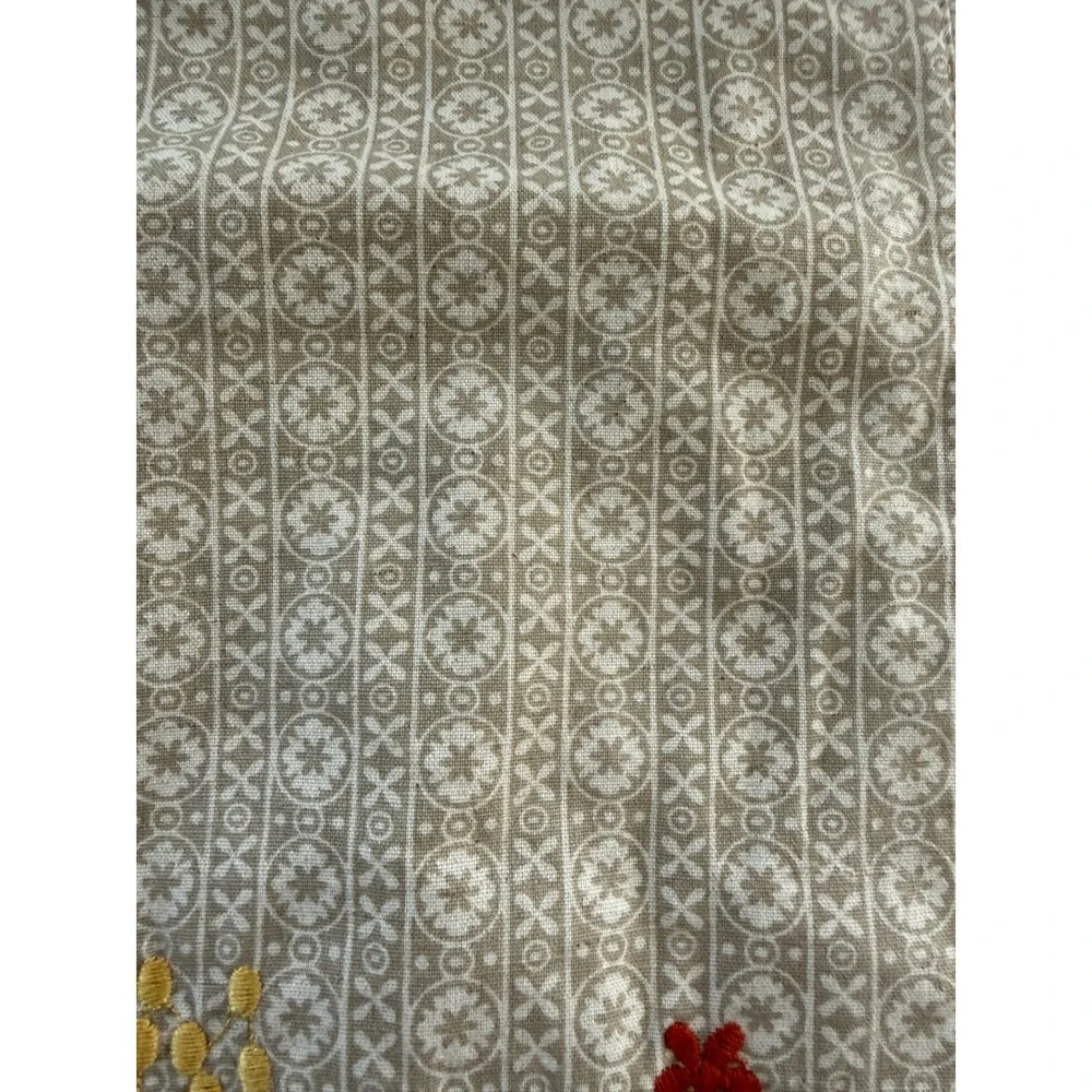 Vintage Pier 1 Floral Beaded Table Runner Dresser Scarf Linen Garden